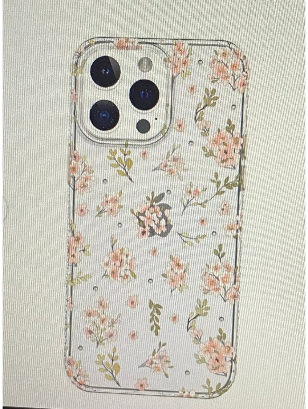 Onn Case for iPhone 14/13/12 Pro Max Pink Floral with Gems